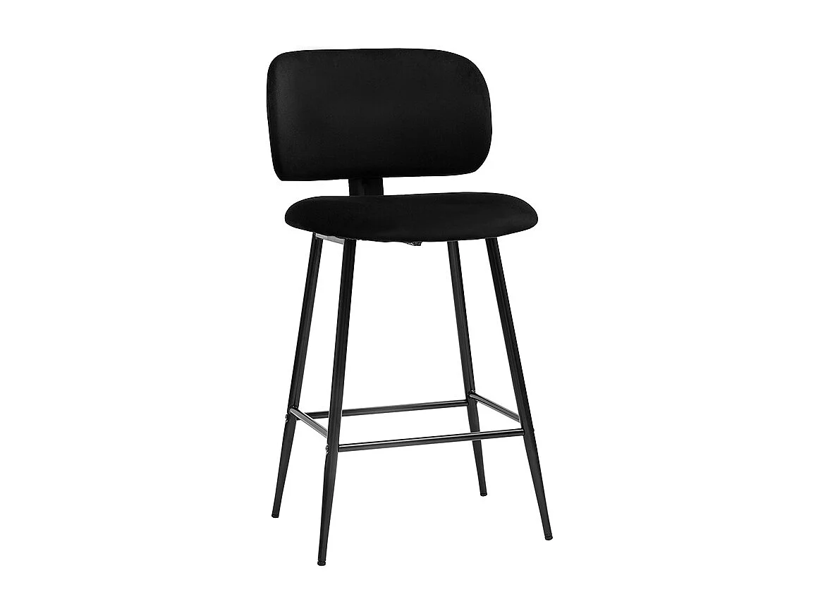Schwarze Barhocker aus Samtstoff und Metall H70 cm (2er-Set) ATRIUM