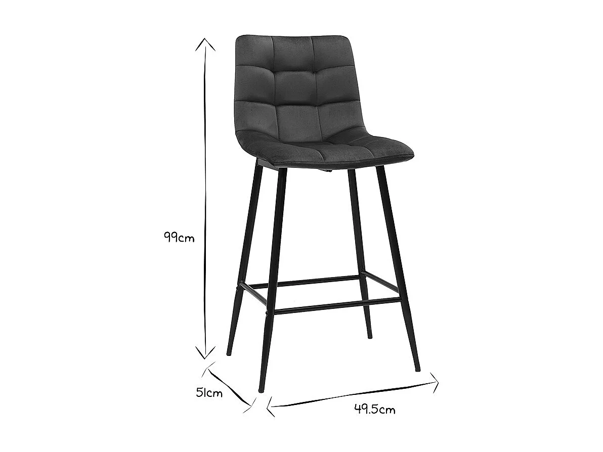 Set de 2 taburetes de cocina de diseño de terciopelo azul petróleo 65 cm MAXWELL