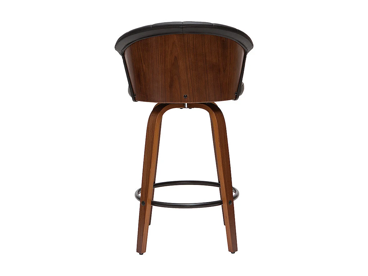 Taburete de bar moderno giratorio negro y madera oscura A65cm ALBIN