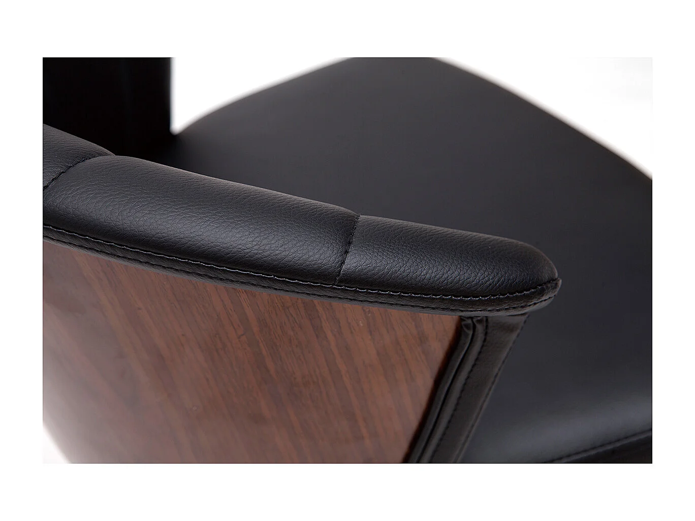 Taburete de bar moderno giratorio negro y madera oscura A65cm ALBIN