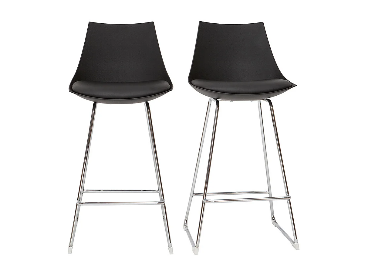 Tabourets de bar design noirs 65 cm (lot de 2) JUNE