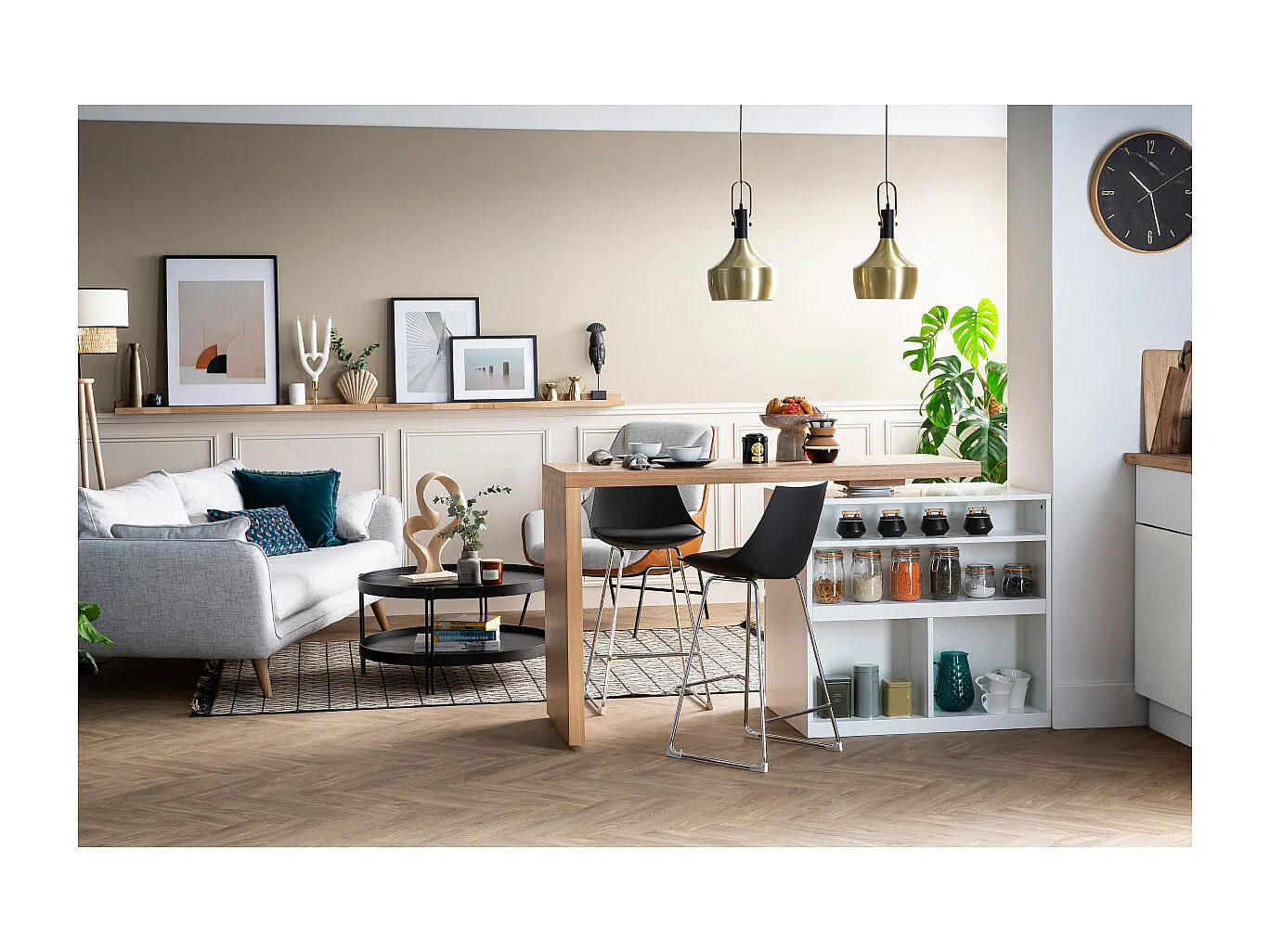 Tabourets de bar design noirs 65 cm (lot de 2) JUNE