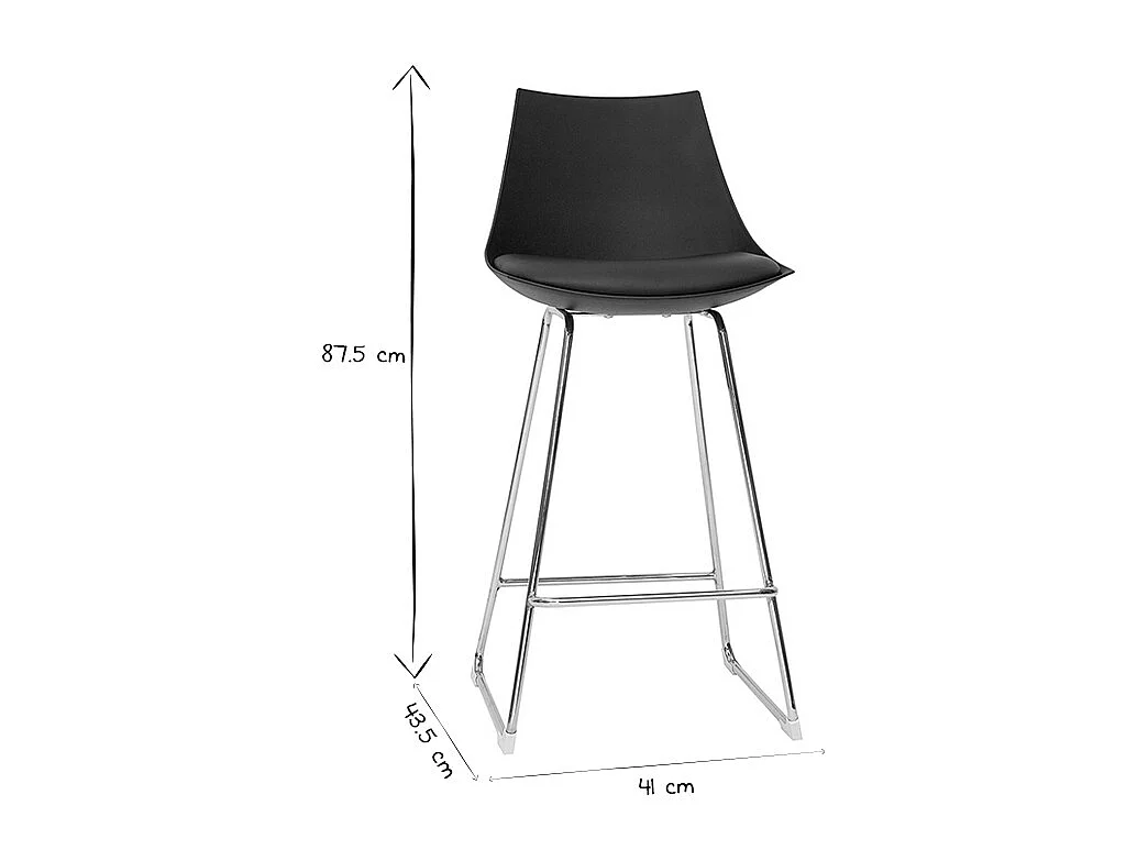 Tabourets de bar design noirs 65 cm (lot de 2) JUNE