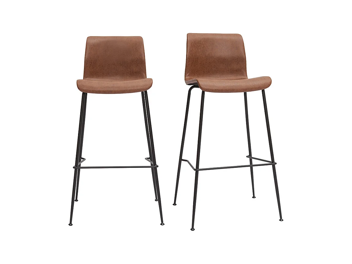 Set de 2 taburetes de cocina fijos marrón envejecido y metal negro 75 cm HAROLD