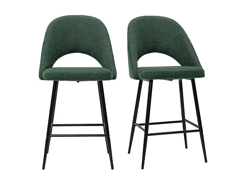 Set de 2 taburetes de cocina efecto aterciopelado texturizado verde 65 cm COSETTE