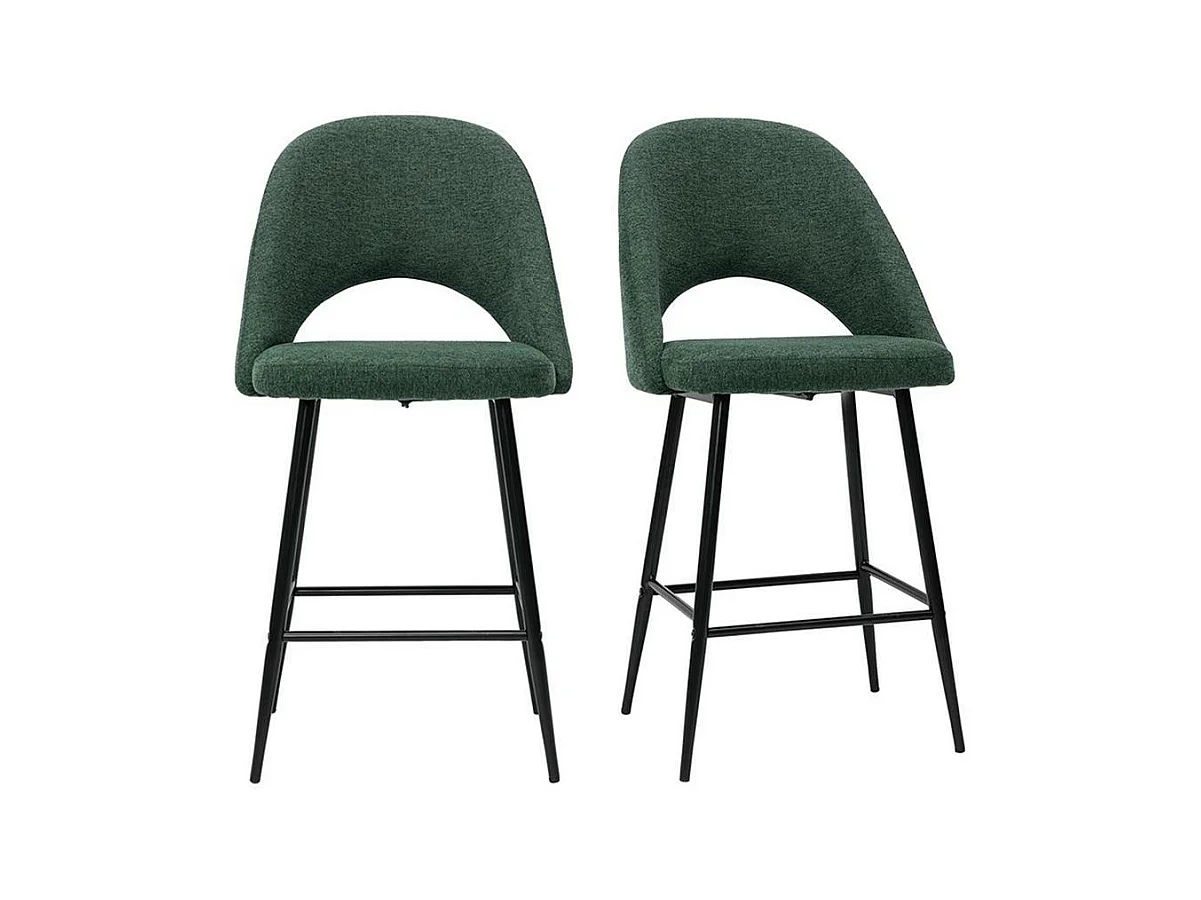 Tabourets de bar en tissu effet velours texturé vert H65 cm (lot de 2) COSETTE