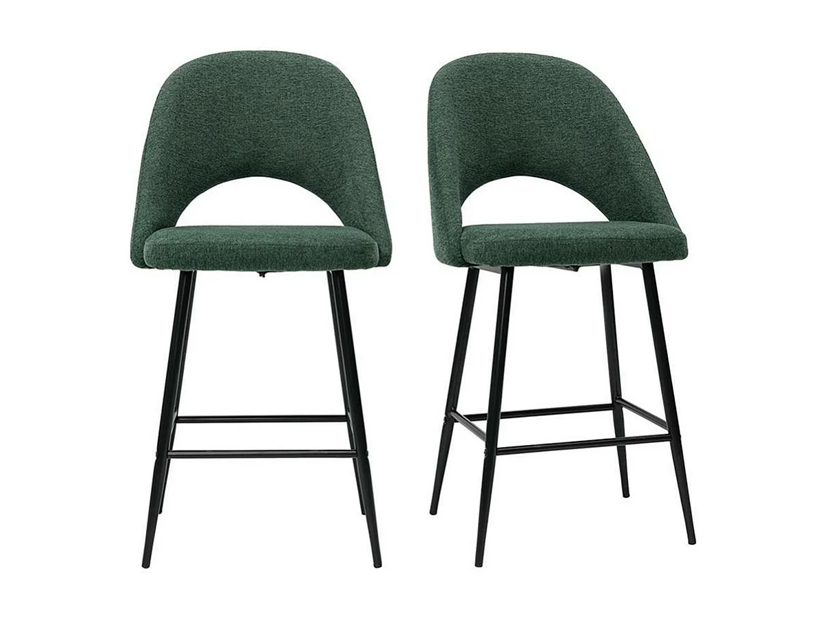 Barhocker grüner Stoff mit Samteffekt H65cm (2er-Set) COSETTE
