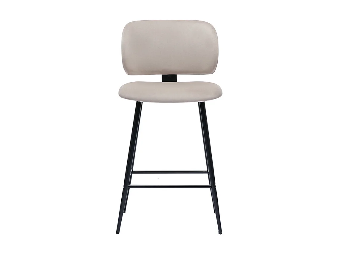 Barhocker aus taupefarbenem Samtstoff und schwarzem Metall H70 cm (2er-Set) ATRIUM