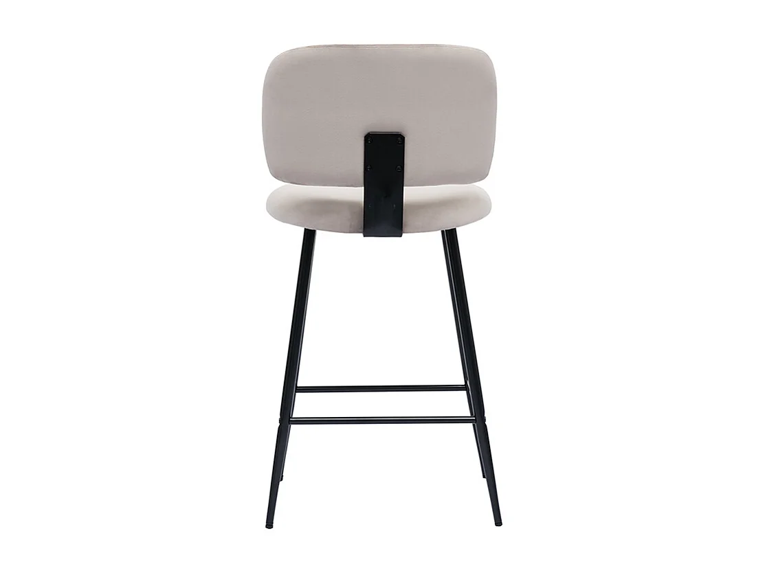 Barhocker aus taupefarbenem Samtstoff und schwarzem Metall H70 cm (2er-Set) ATRIUM