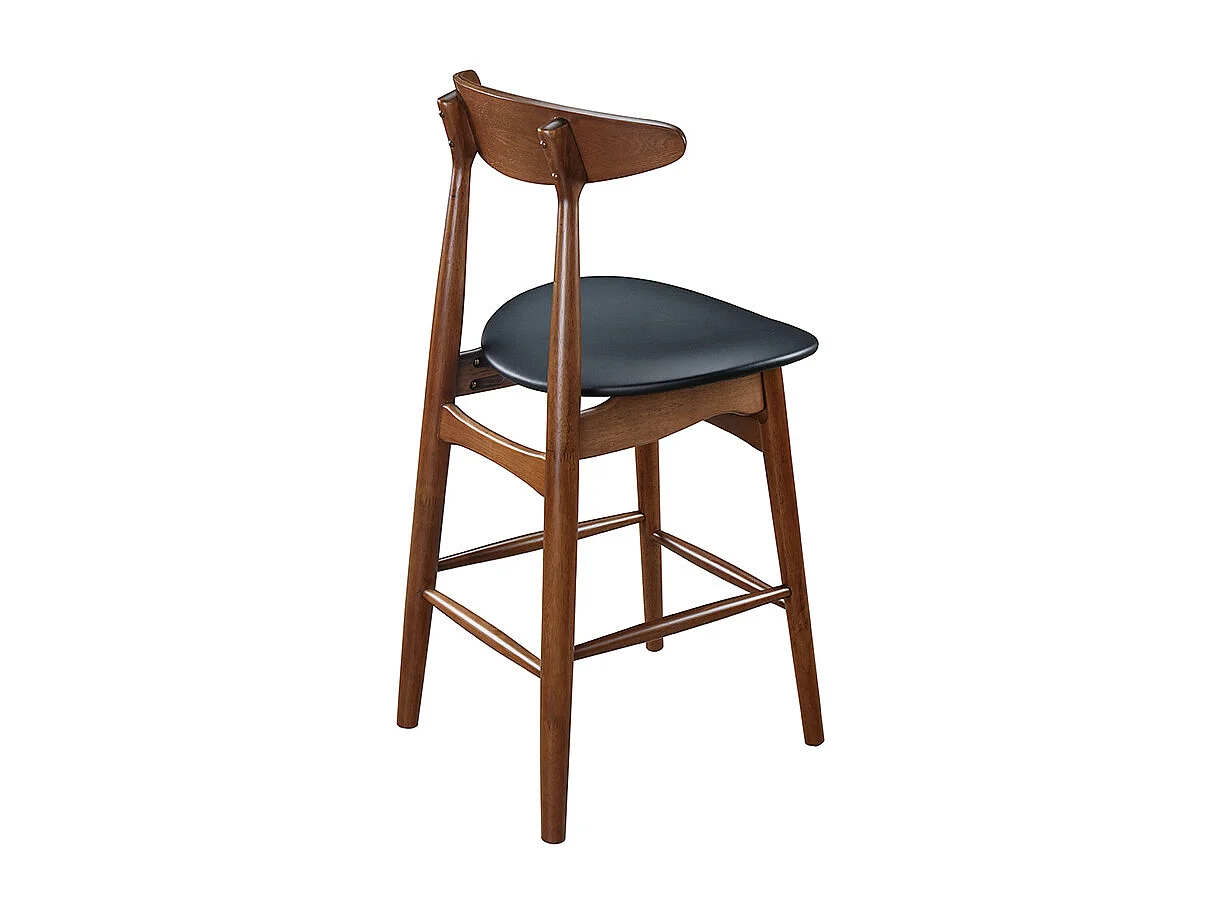 Taburete de bar vintage nogal y PU negro 65cm lote de 2 WALFORD