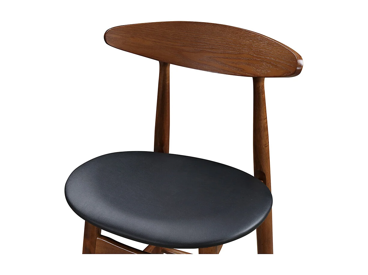 Tabouret de bar vintage noyer et PU noir 65 cm (lot de 2) WALFORD