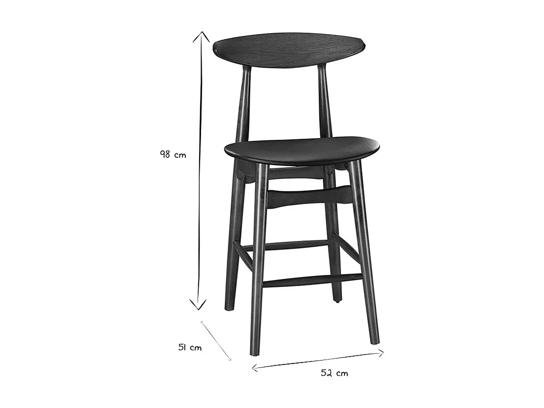 Tabouret de bar vintage noyer et PU noir 65 cm (lot de 2) WALFORD