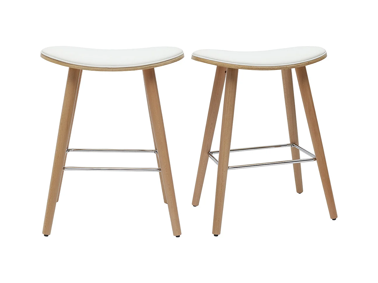 Tabourets de bar bois clair et blanc H65 cm (lot de 2) MEADOW