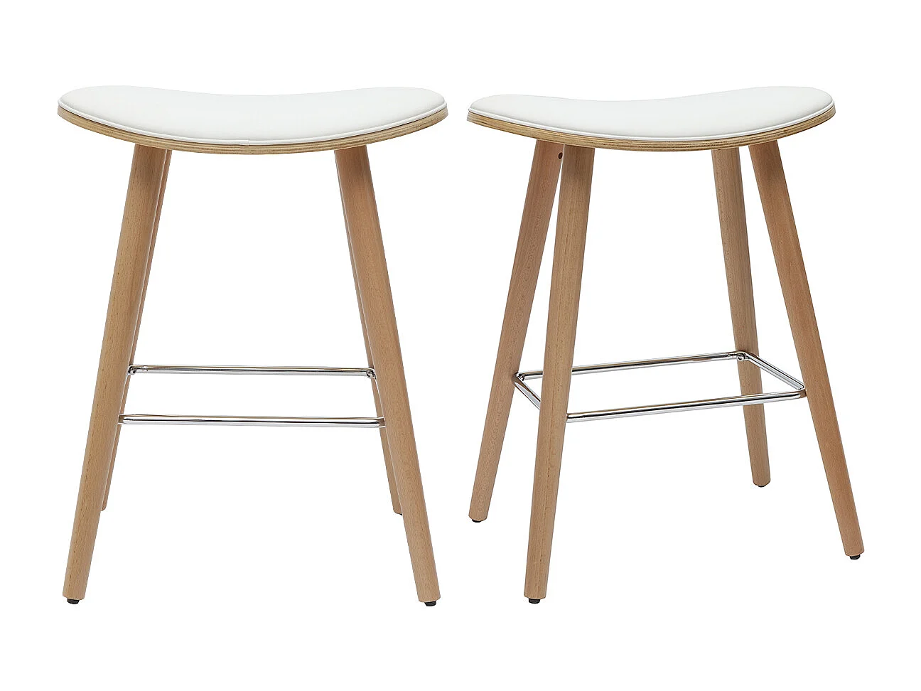 Barhocker helles Holz PU weiß 65 cm (2er-Set) MEADOW