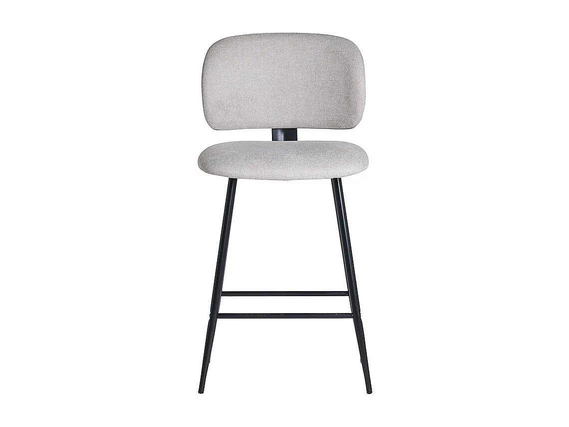 Tabourets de bar en tissu effet velours texturé beige et métal noir H70 cm (lot de 2) ATRIUM