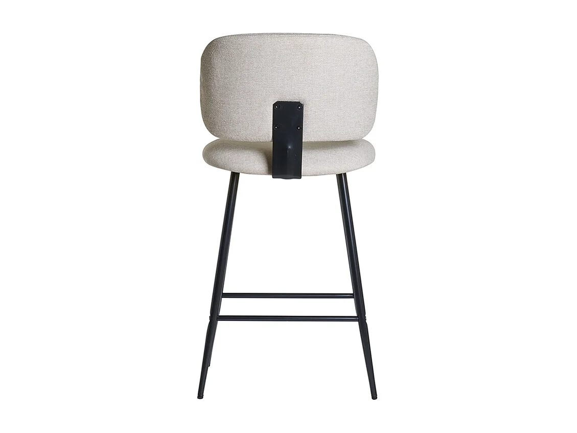 Tabourets de bar en tissu effet velours texturé beige et métal noir H70 cm (lot de 2) ATRIUM