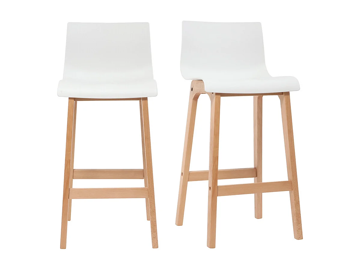 Tabouret de bar design bois et blanc 75 cm (lot de 2) NEW SURF
