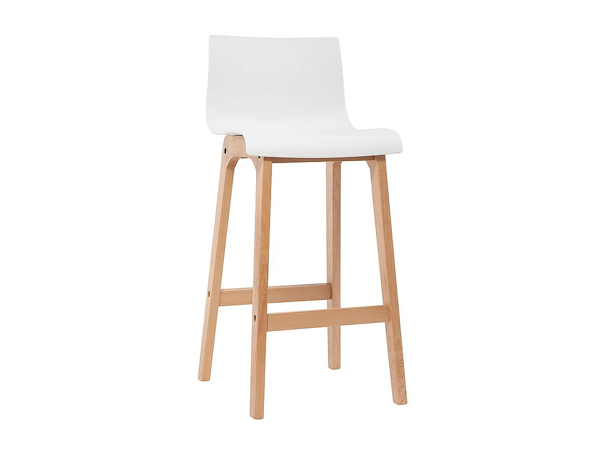 Tabouret de bar design bois et blanc 75 cm (lot de 2) NEW SURF