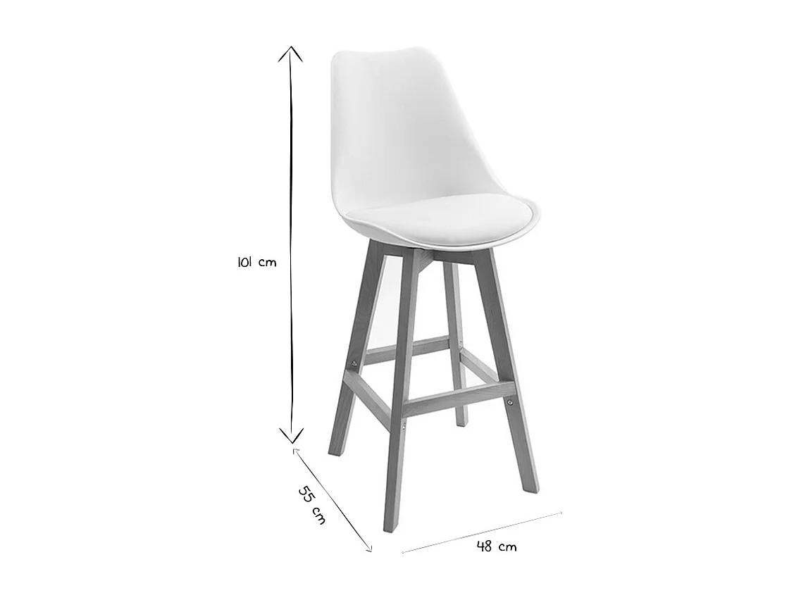 Lote de dos taburetes de bar diseño blancos 65cm PAULINE