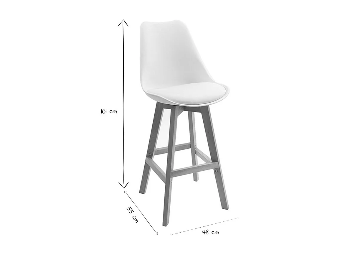 Lote de dos taburetes de bar diseño blancos 65cm PAULINE