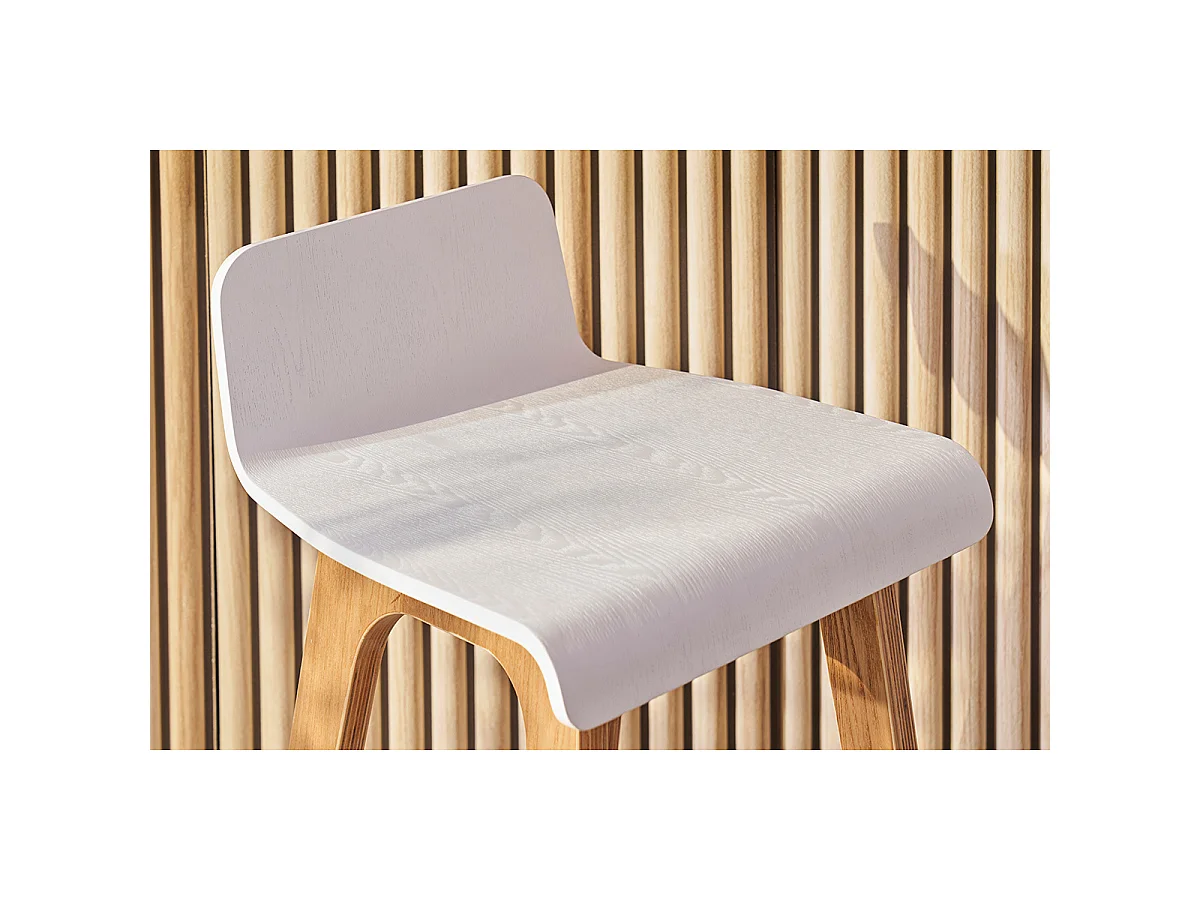 Chaise de bar scandinave bois et blanc H66 cm BALTIK