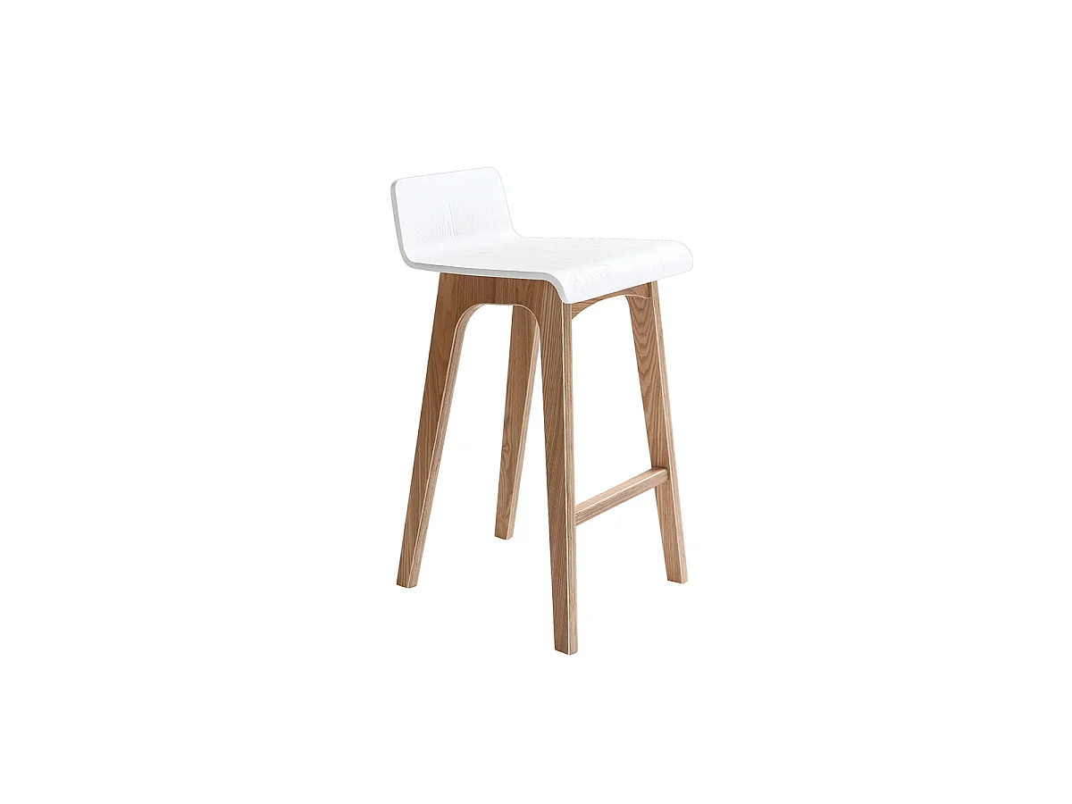 Chaise de bar scandinave bois et blanc H66 cm BALTIK