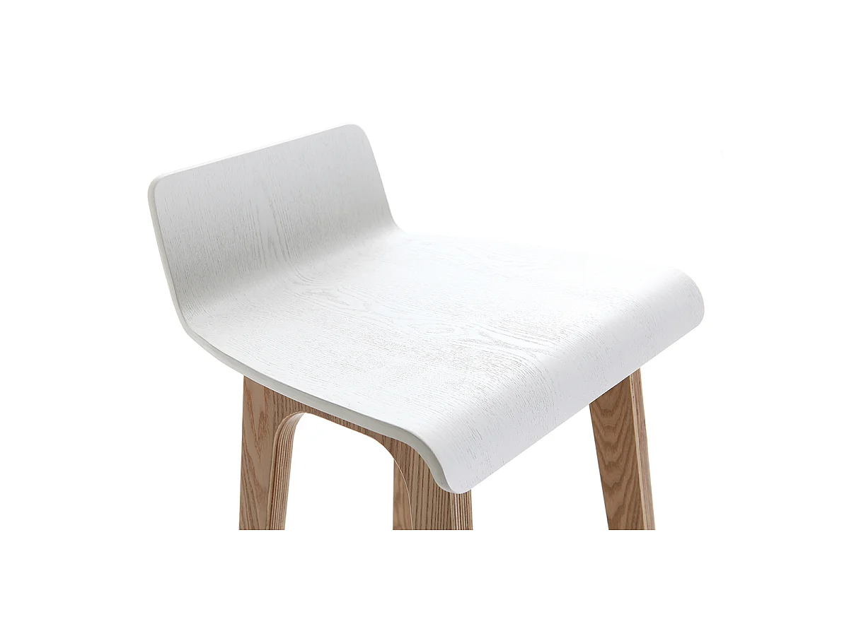 Chaise de bar scandinave bois et blanc H66 cm BALTIK
