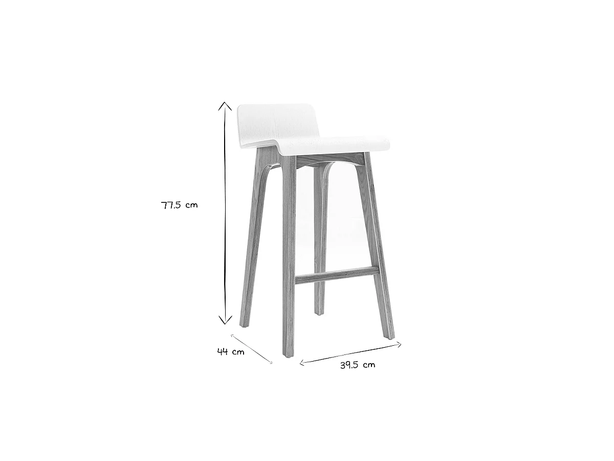 Chaise de bar scandinave bois et blanc H66 cm BALTIK