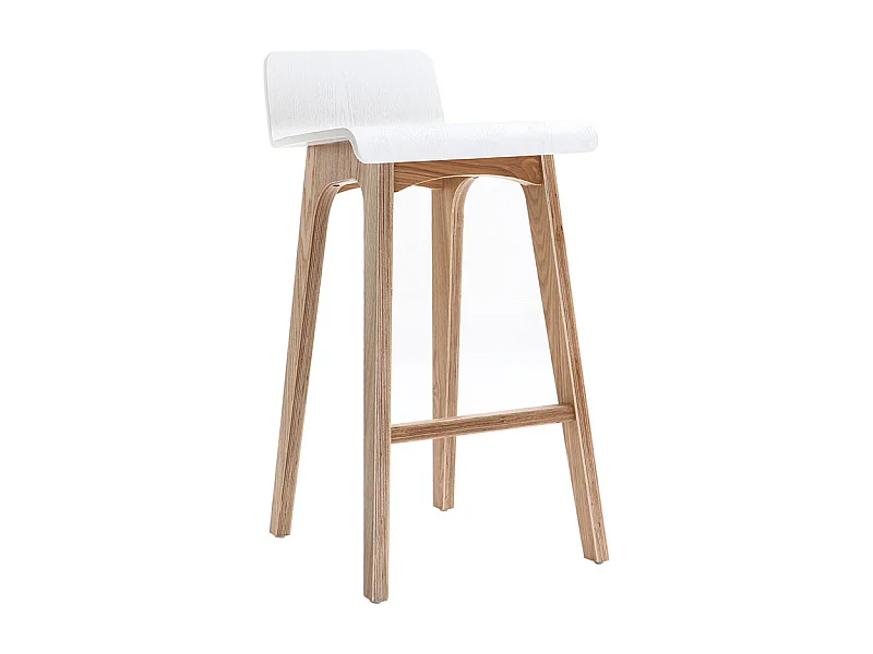 Chaise de bar scandinave bois et blanc H65 cm BALTIK