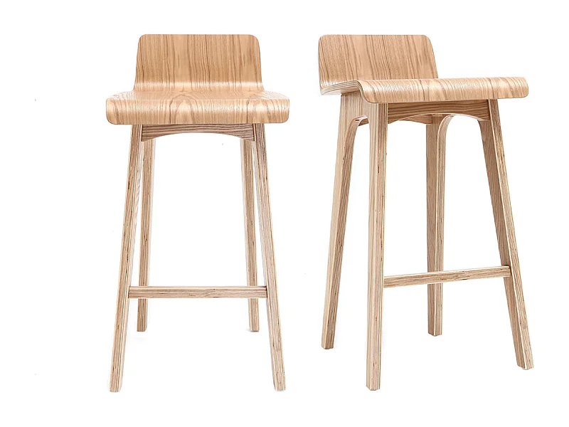 Sgabelli da bar scandinavi legno chiaro H65 cm (set di 2) BALTIK