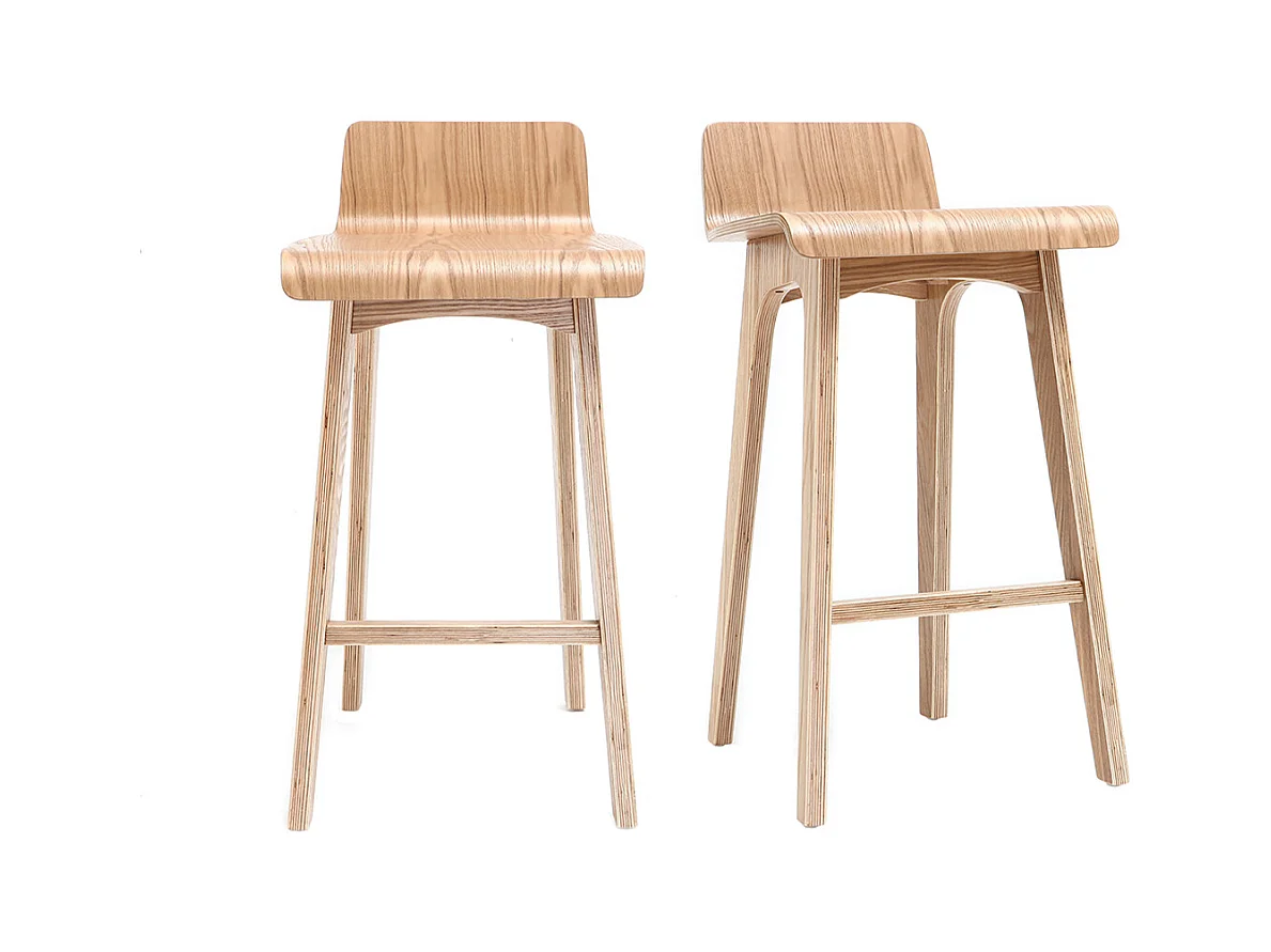 Tabourets de bar scandinaves bois clair H65 cm (lot de 2) BALTIK