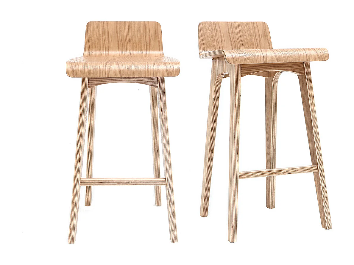 Set de 2 taburetes de cocina nórdicos madera clara 65 cm BALTIK