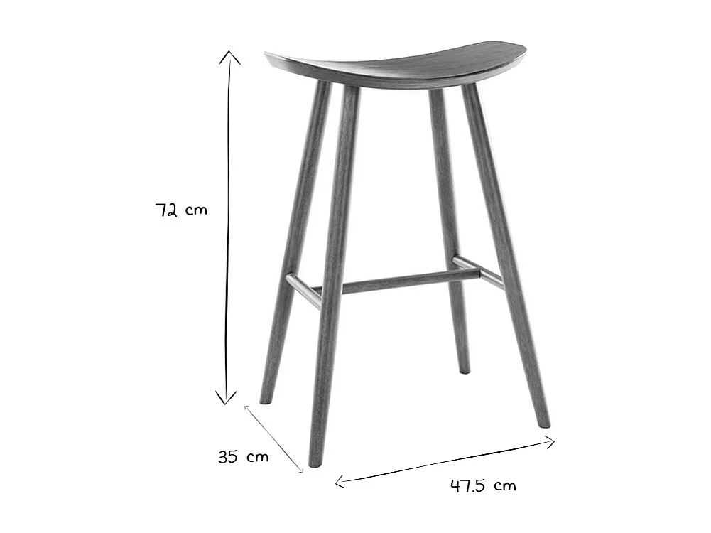 Tabourets de bar design noyer H72 cm (lot de 2) DEMORY