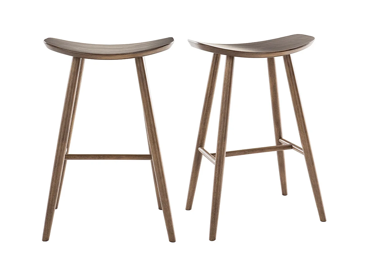 Tabourets de bar design noyer H72 cm (lot de 2) DEMORY