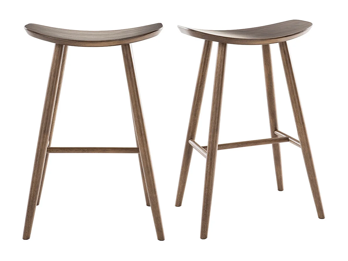 Design-Barhocker Walnuss H72 cm (2er-Set) DEMORY