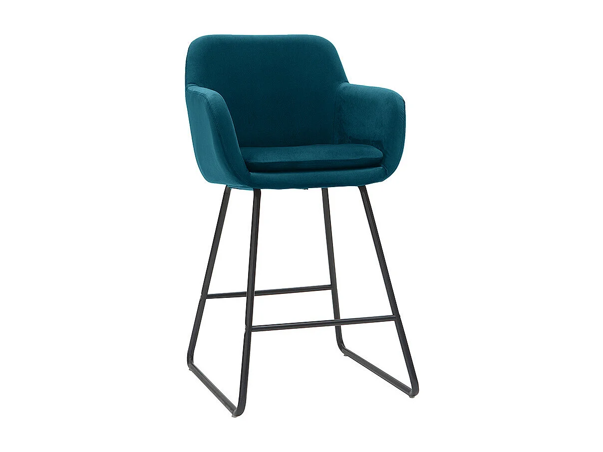 Barhocker aus petrol Stoff mit Samteffekt H65 cm (2er-Satz) AMIKA