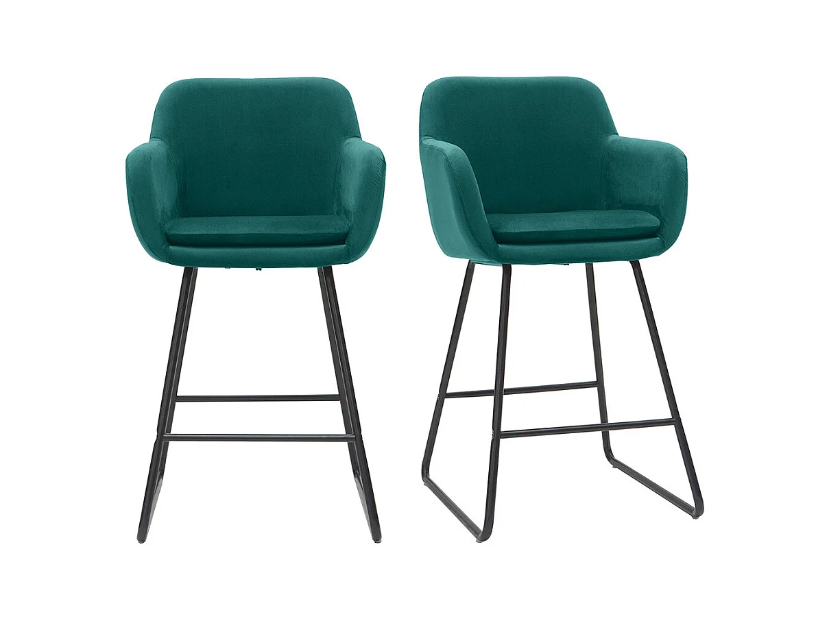 Tabourets de bar en velours bleu pétrole H65 cm (lot de 2) AMIKA