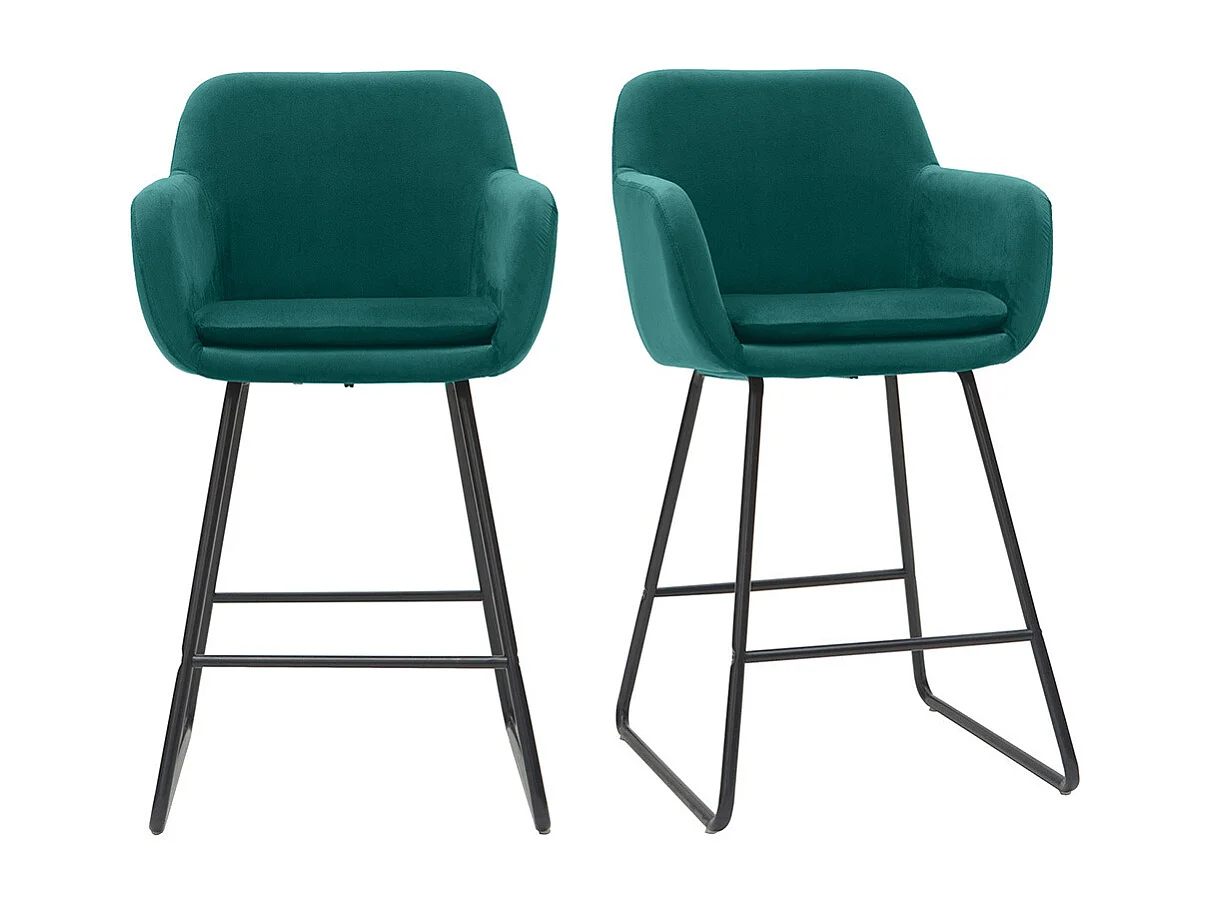 Barhocker aus petrol Stoff mit Samteffekt H65 cm (2er-Satz) AMIKA