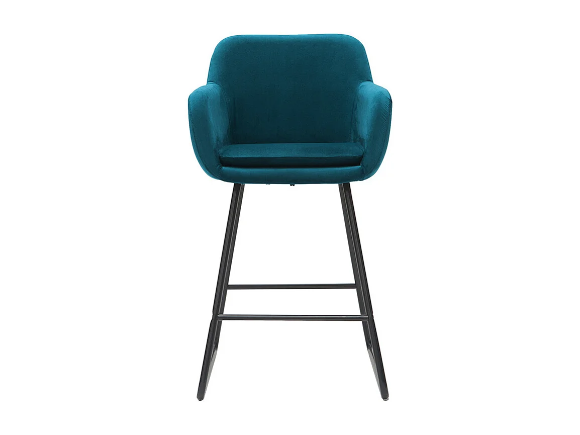 Barhocker aus petrol Stoff mit Samteffekt H65 cm (2er-Satz) AMIKA