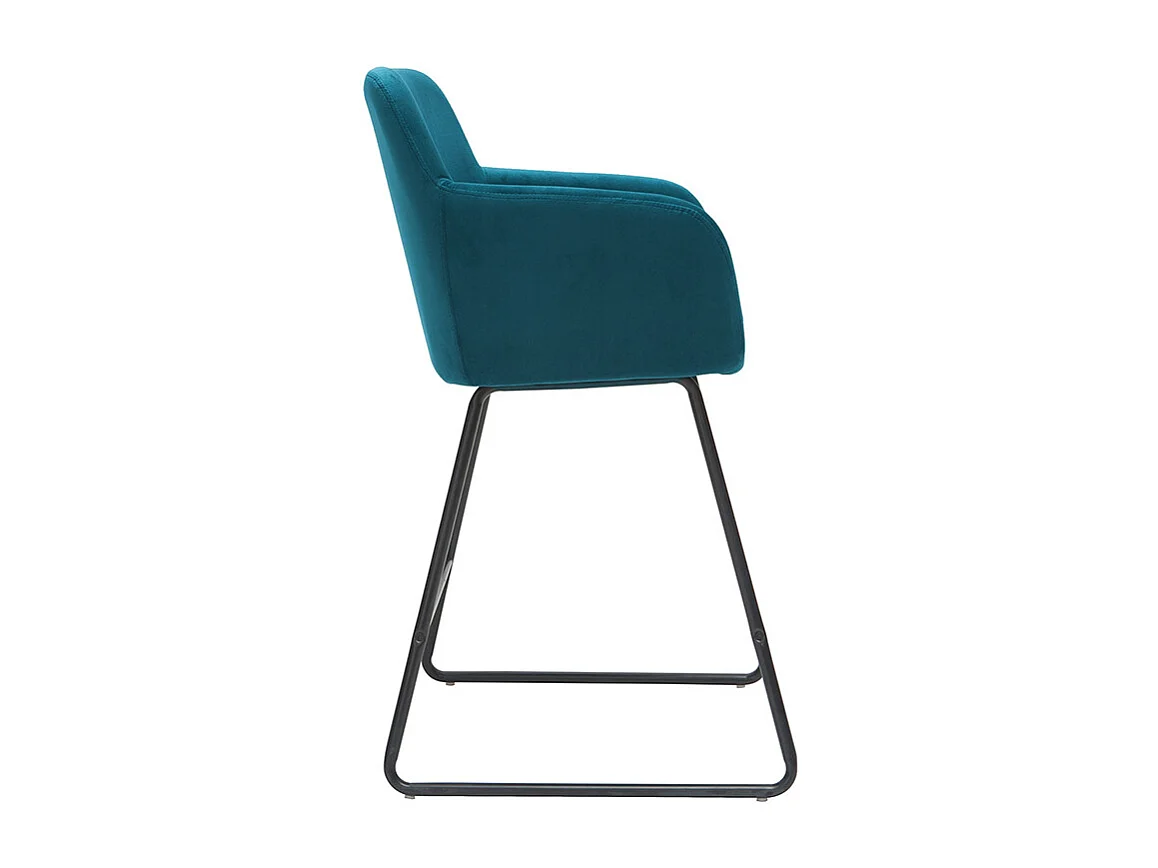 Barhocker aus petrol Stoff mit Samteffekt H65 cm (2er-Satz) AMIKA