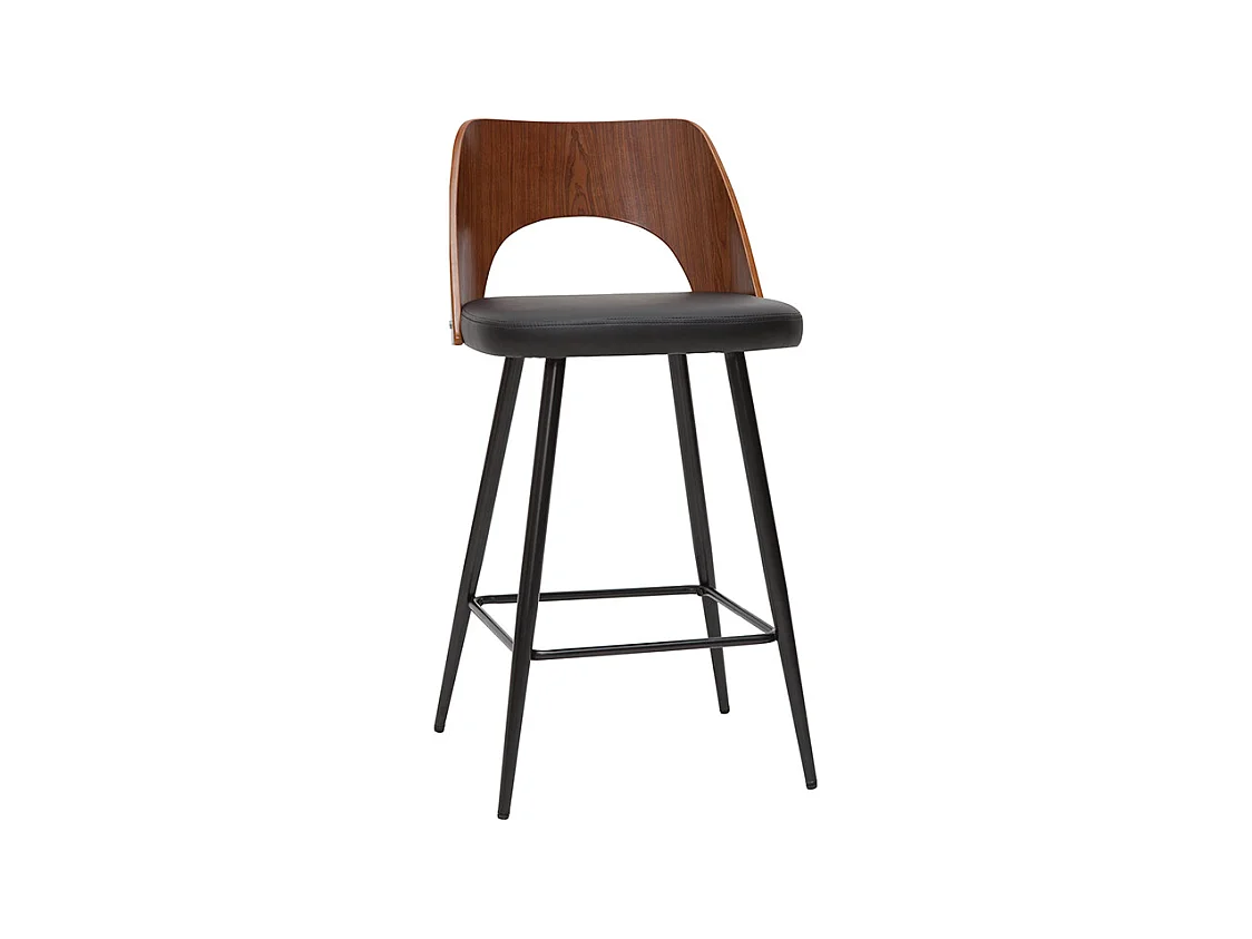 Design-Barhocker in Schwarz und Walnuss H66,5 cm (2er Set) FALCOM