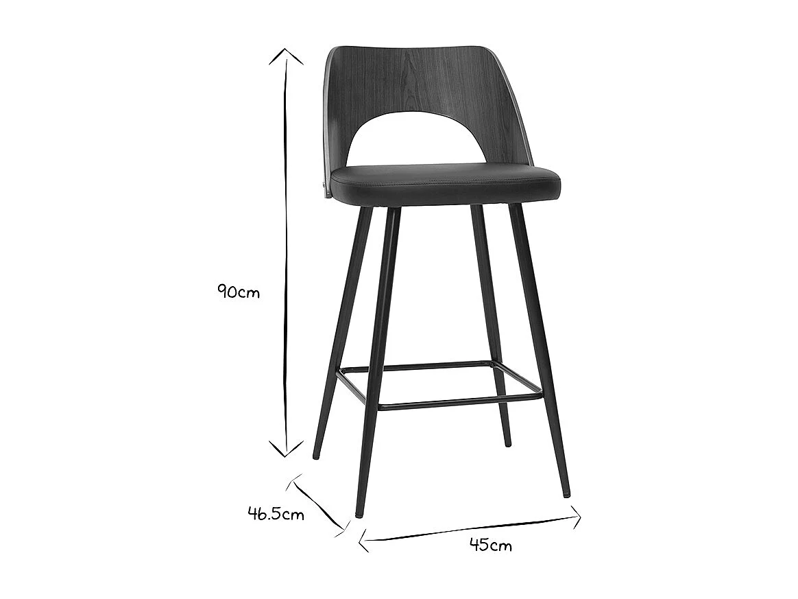 Set de 2 taburetes de cocina de diseño negro y nogal 66,5 cm FALCOM