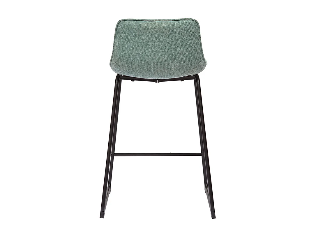 Barhocker in blassgrünem Stoff mit Samteffekt und Metallfuß H65 cm (2er-Set) BOOST