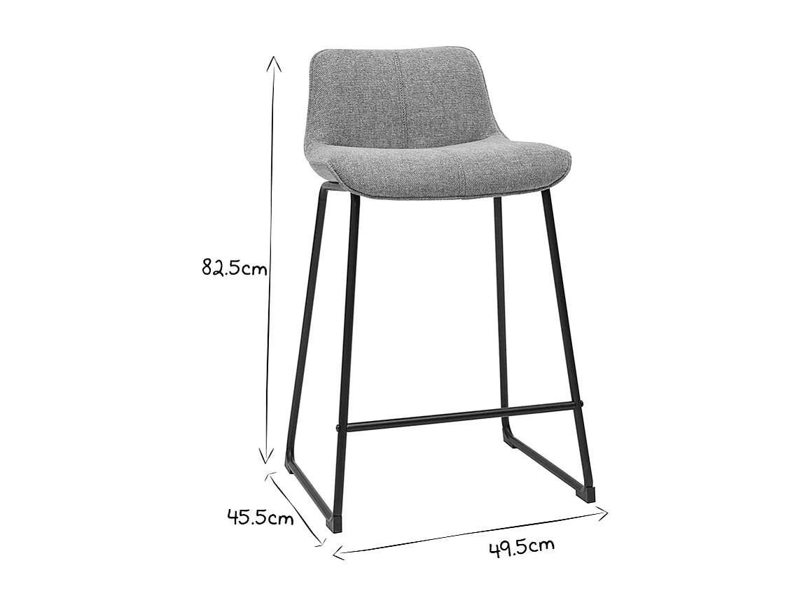 Barhocker in blassgrünem Stoff mit Samteffekt und Metallfuß H65 cm (2er-Set) BOOST