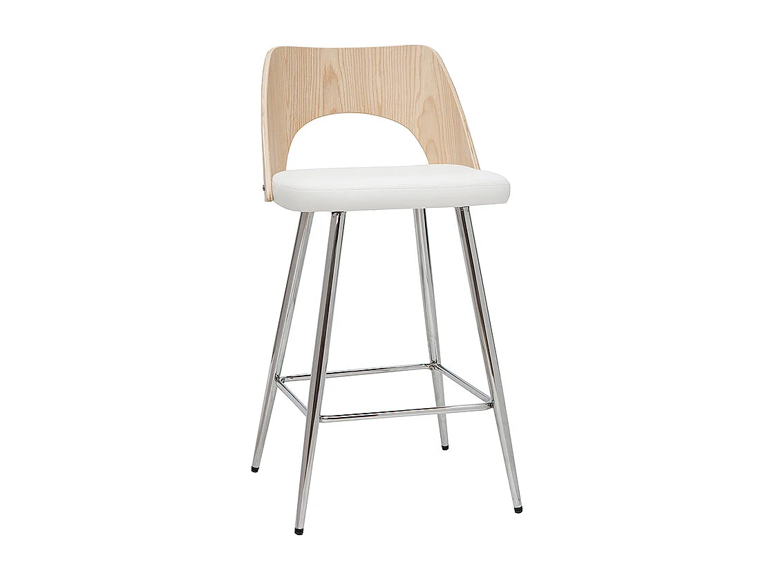 Set de 2 taburetes de cocina de diseño madera y blanco 66,5 cm FALCOM