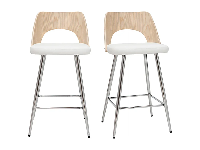 Sgabelli da bar design legno e bianco H66,5 cm (set di 2) FALCOM