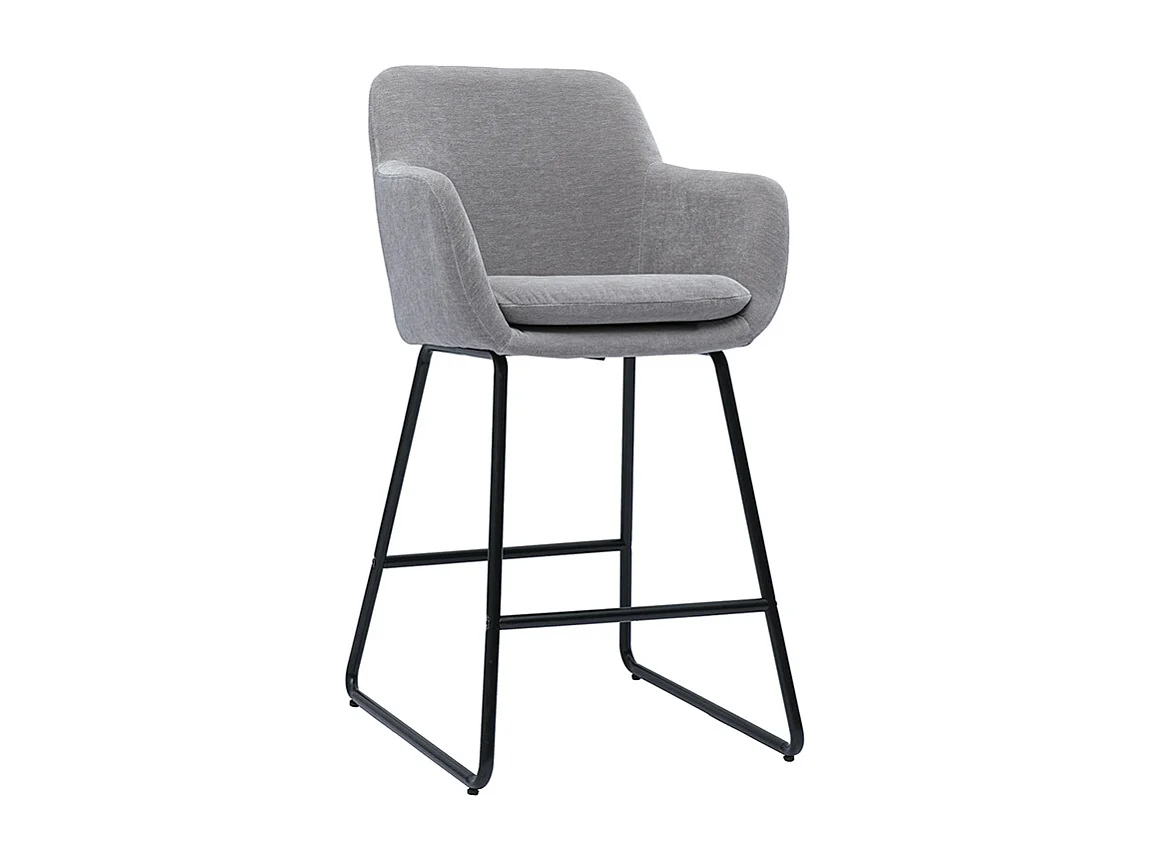 Tabourets de bar en tissu effet velours gris H65 cm (lot de 2) AMIKA