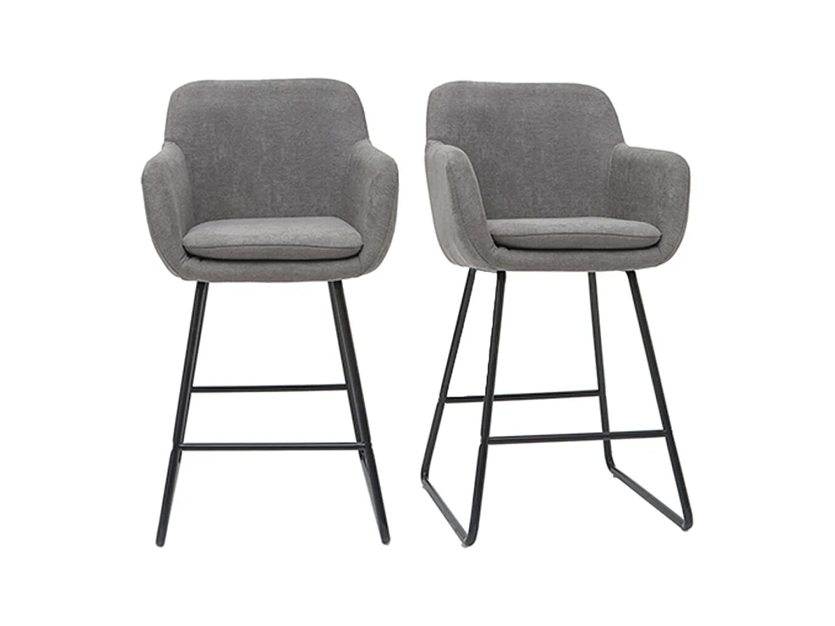Taburetes de bar en tejido efecto terciopelo gris A65 cm (lote de 2) AMIKA