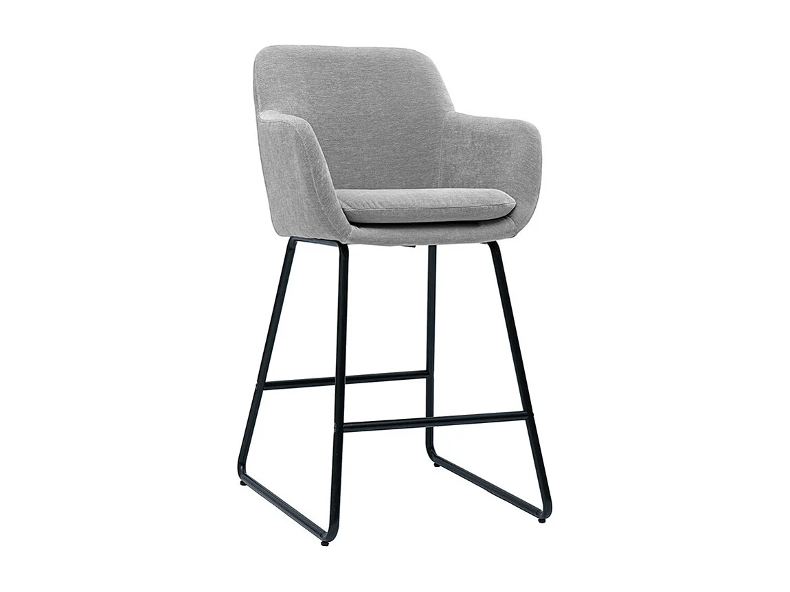 Tabourets de bar en tissu effet velours gris H65 cm (lot de 2) AMIKA