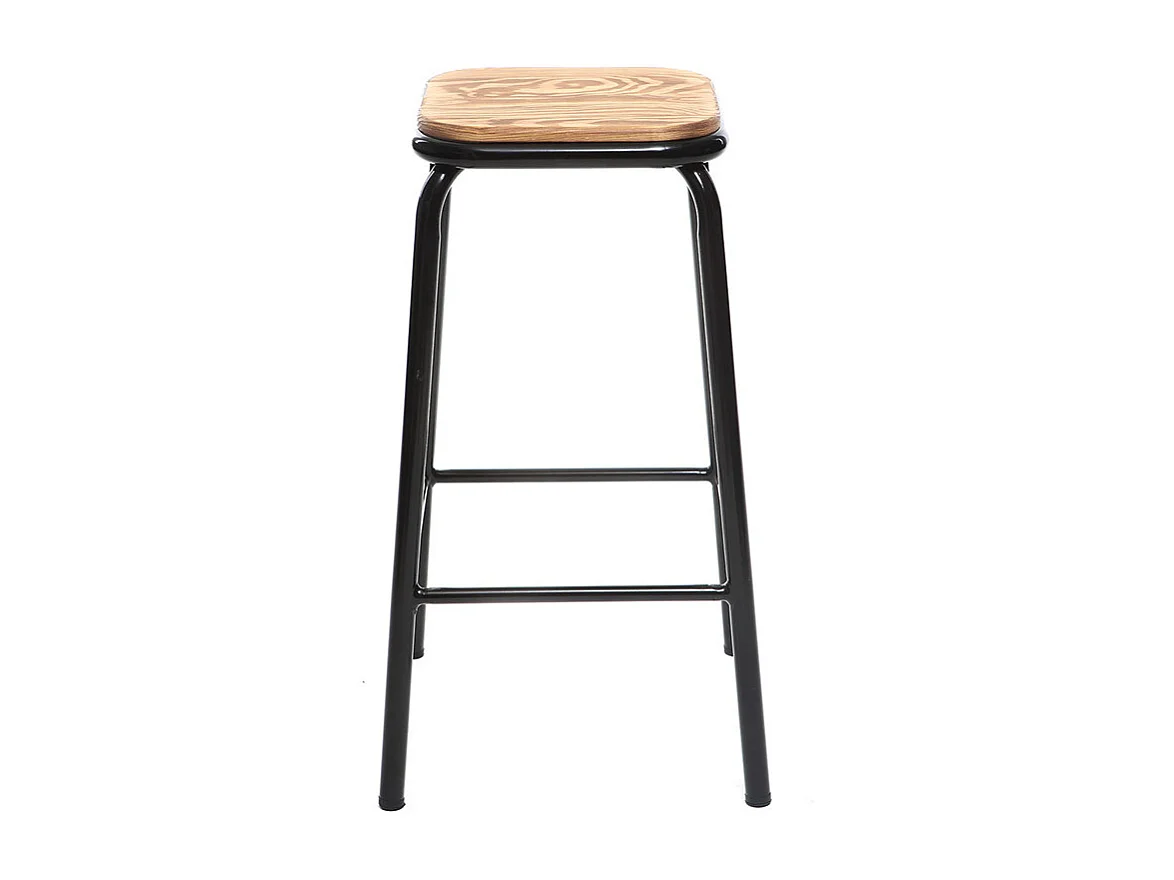 Tabourets de bar empilables noir et bois foncé H65 cm (lot de 2) MEMPHIS